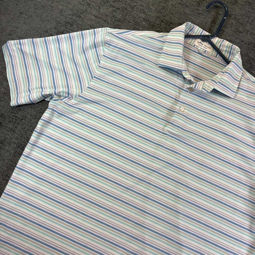 Peter Millar Polo Shirt Mens L Multicolor Stripe Summer Comfort MS19EK28S